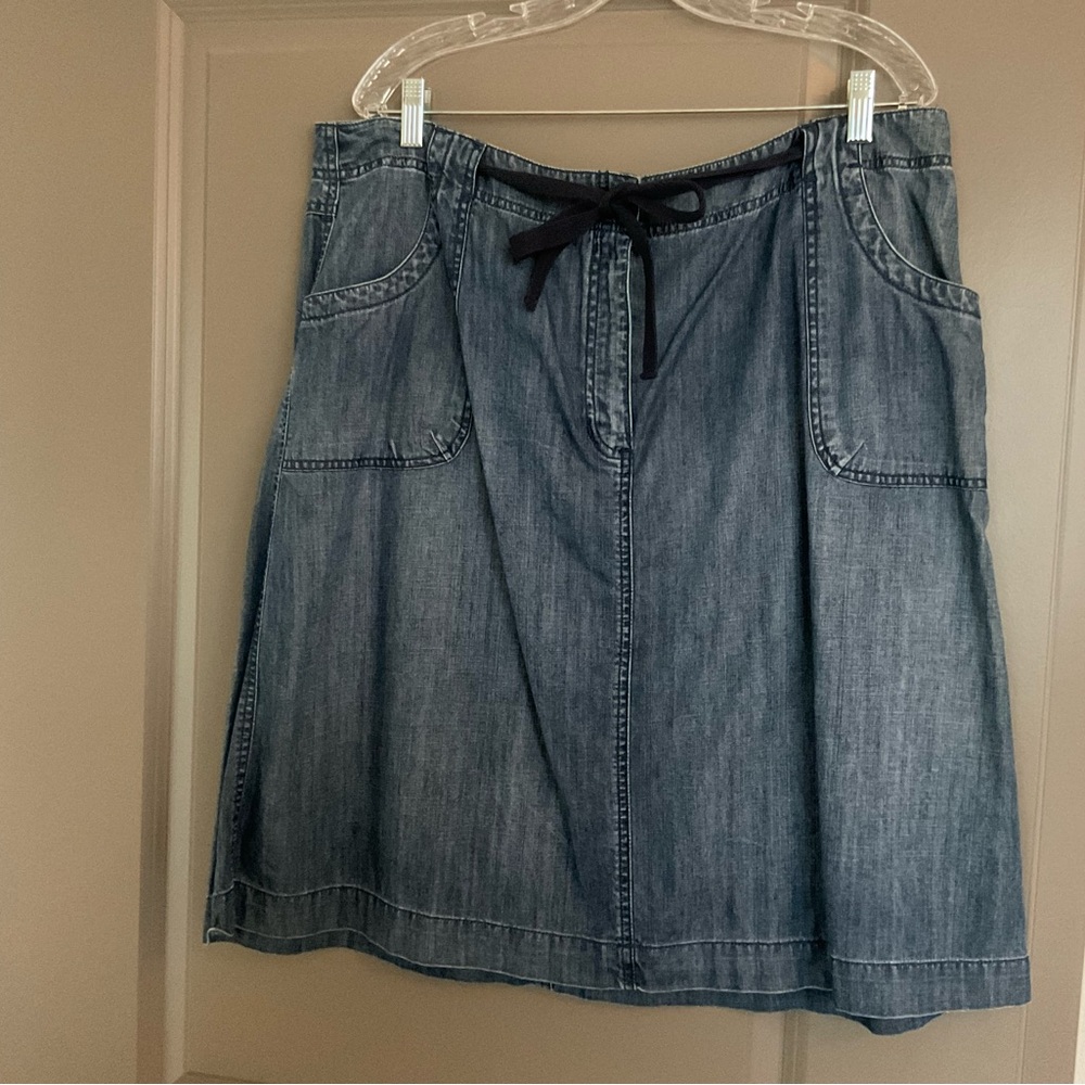 Talbots Denim A-Line Skirt with Tie Detail